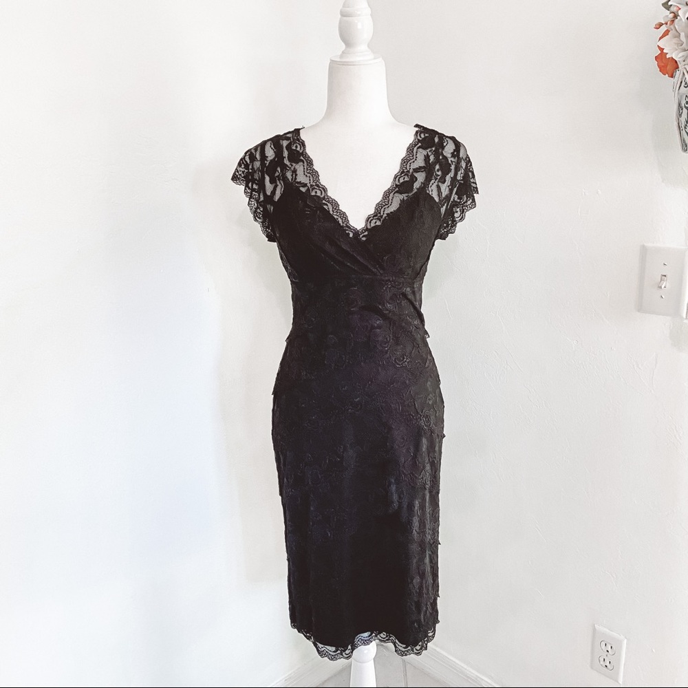 Helene Blake Black Layered Lace Dress Size 4